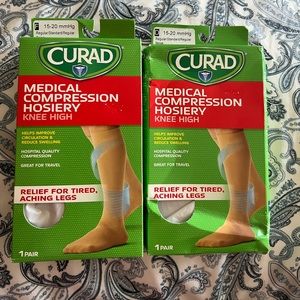 Curad Medical Compression Knee High Hosiery, new in sealed pkgs., 2 pairs